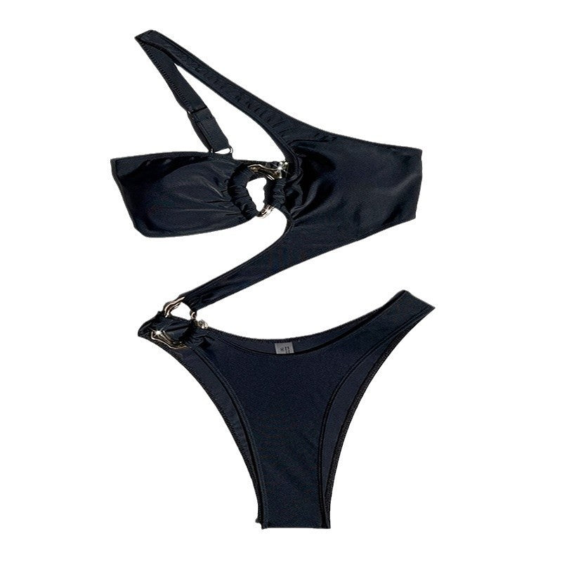 Damen Sportlicher Bikini mit asymmetrischem Oberteil und eleganten Riemen Echo Archiv