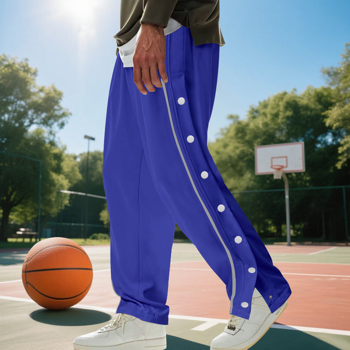 Herren Sportliche Freizeit-Hose mit Knopfdetails und Kontraststreifen Echoarchiv
