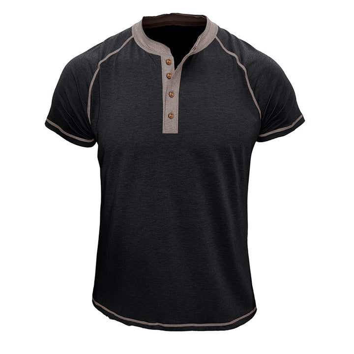 Herren Kurzarm Henley-Shirt mit Kontrastdetails und strapazierfähigem Stoff Echoarchiv