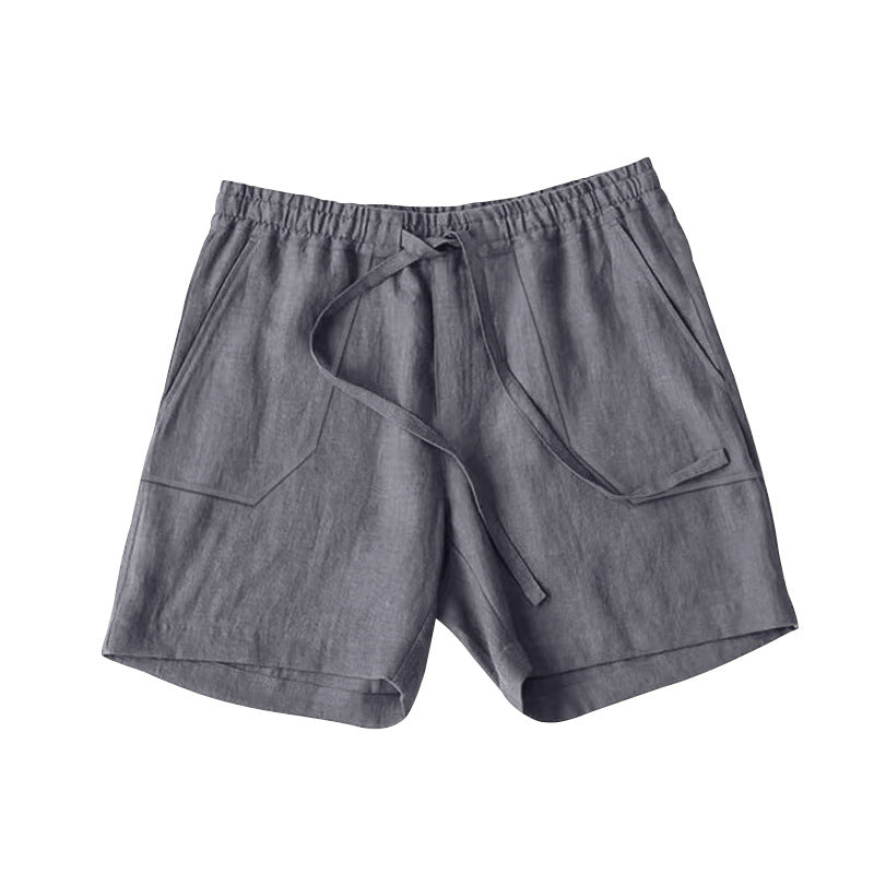 Herren lässige Leinen-Shorts mit elastischem Bund und seitlichen Eingrifftaschen Echoarchiv