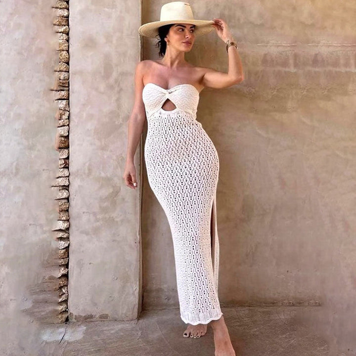 Damen gehäkeltes Maxikleid mit offener Rückenpartie Echo Archiv