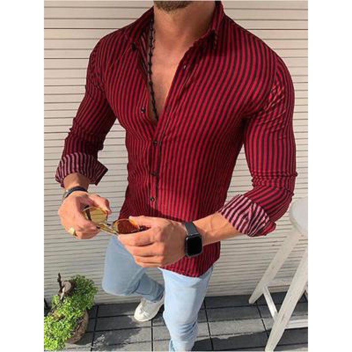 Herren Elegantes Langarmhemd mit Streifenmuster Echoarchiv