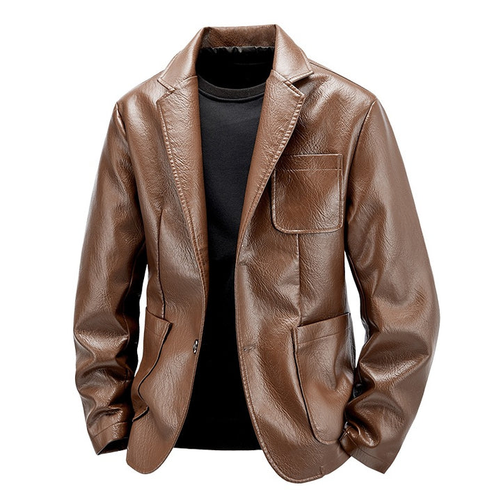 Herren Elegante Kunstlederjacke im klassischen Schnitt – Valtoré