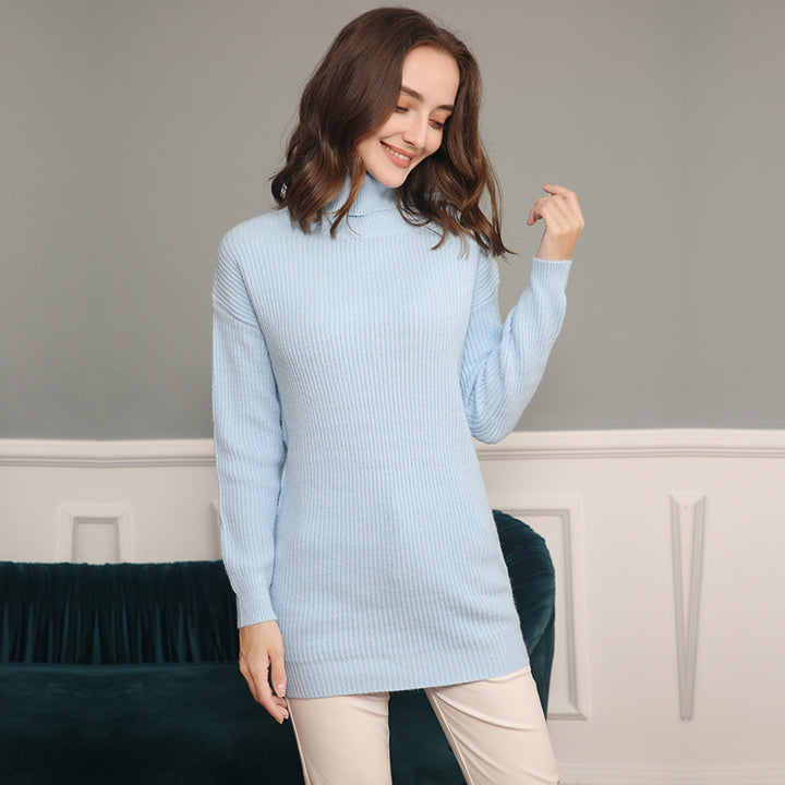Damen Langer Rippstrick-Rollkragenpullover im Oversize-Schnitt Echo Archiv
