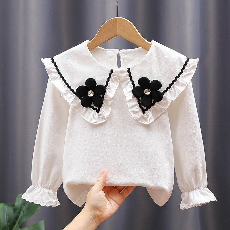 Damen Bluse mit großen Kragen und floralen Applikationen Echo Archiv