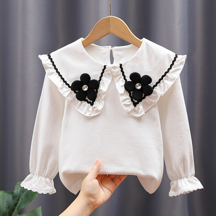 Damen Bluse mit großen Kragen und floralen Applikationen Echo Archiv