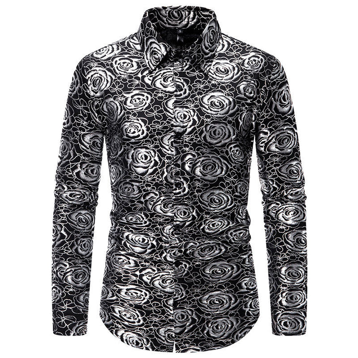 Herren Langarmhemd mit floralem Gold-Design Echoarchiv