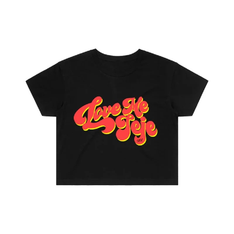Damen Crop-T-Shirt mit kreativem Schriftzug und modernem Design Echo Archiv