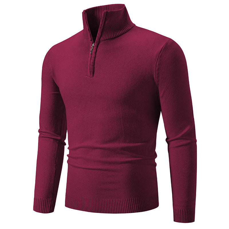 Herren nan Feinstrick-Halbzip-Pullover mit Rippen-Stehkragen und schmaler Passform Echo Archiv