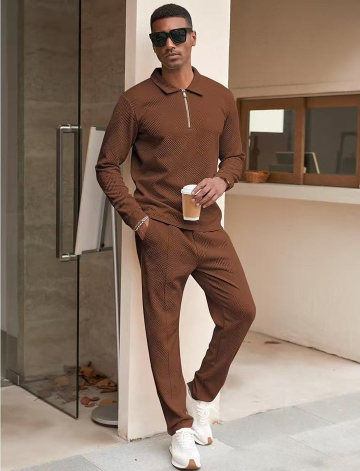Herren Freizeit-Oberteil und Hose Set mit strukturiertem Design Echoarchiv