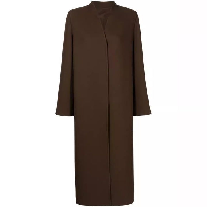 Damen Maxilanger minimalistischer Mantel mit verdeckter Front und kastiger Schulter Echoarchiv