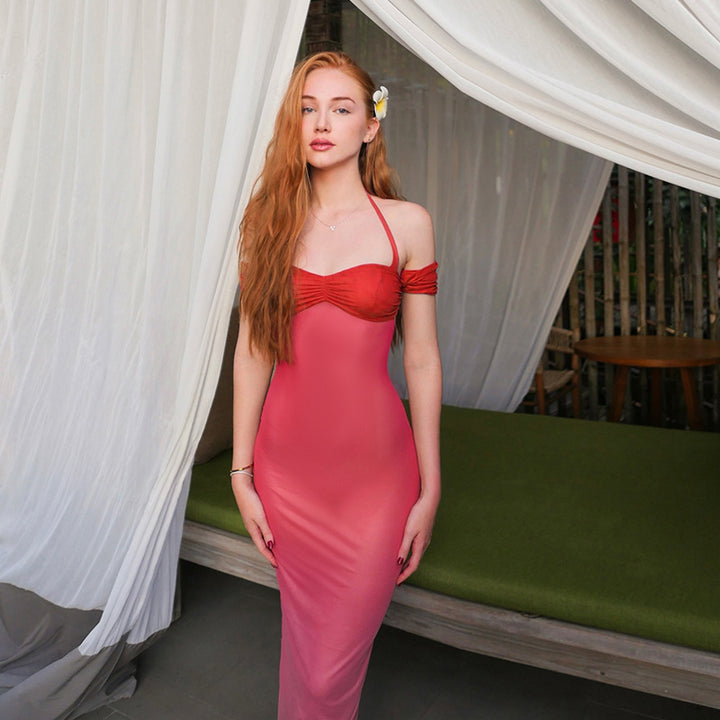 Damen Maxikleid mit elegantem Halterdesign und floralem Akzent Echo Archiv