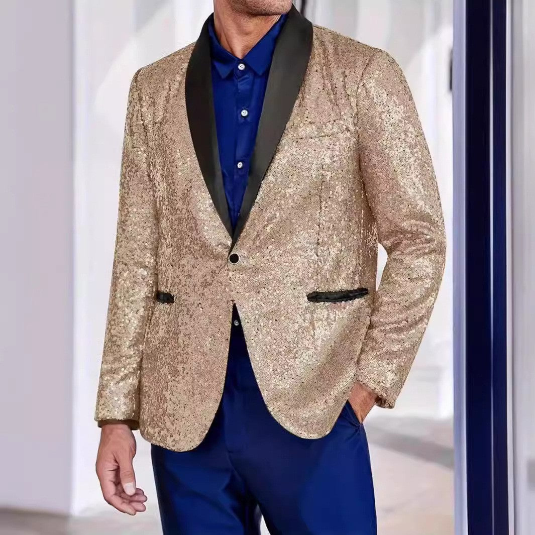 Herren Glamouröser Paillettenblazer mit Seidenaufsatz Echoarchiv