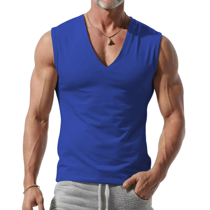 Herren ärmelloses V-Ausschnitt-T-Shirt aus weichem Baumwollmix Echoarchiv