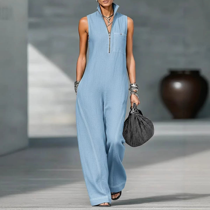 Damen Utility-Jumpsuit mit hochgeschlossenem Kragen und tiefem Reißverschluss Echo Archiv