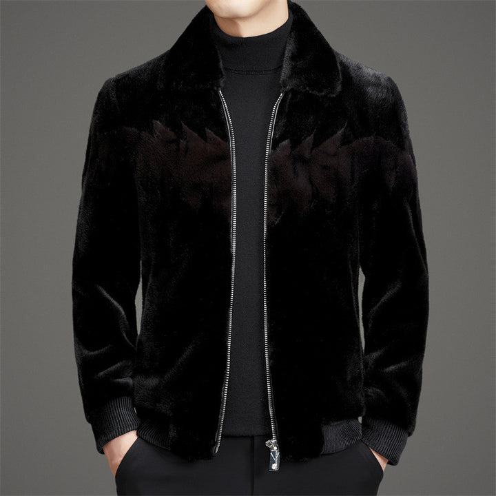 Herren modische samtige Bomberjacke mit geometrischem Muster Echoarchiv