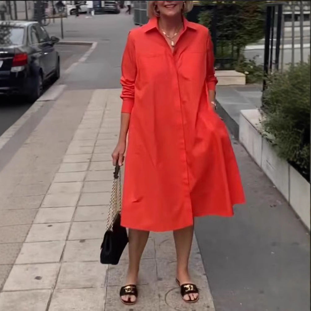 Damen nan Oversize-Popeline Swing-Hemdkleid mit verdeckter Knopfleiste, Eingrifftaschen und krempelbaren Ärmeln Echo Archiv