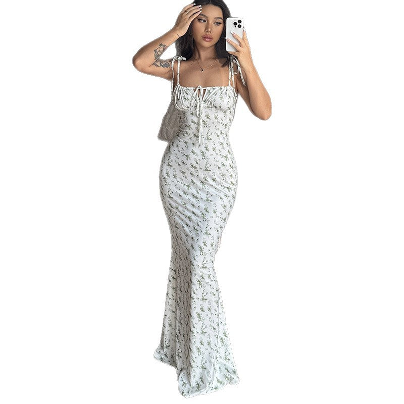 Damen Maxikleid mit zarten Blumenmustern und verstellbaren Spaghettiträgern Echo Archiv