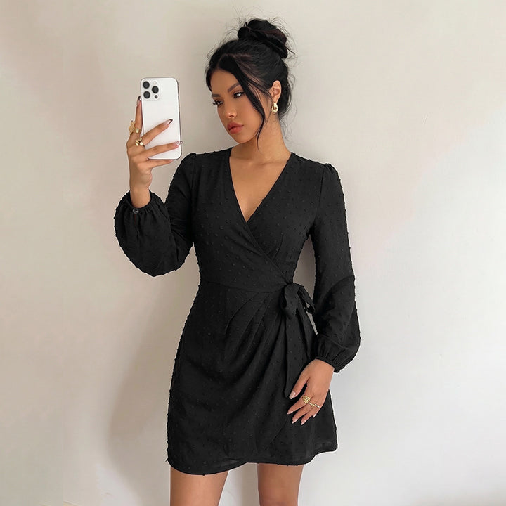 Damen Wickelkleid mit Puffärmeln Echo Archiv
