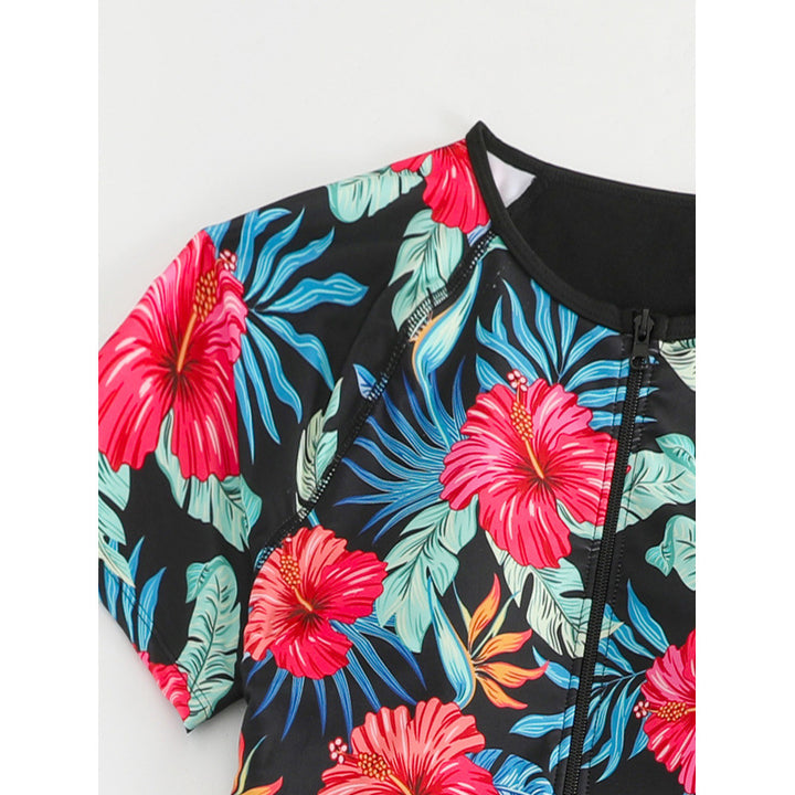 Damen Surf-Badeanzug-Set mit floralem Kurzärmel-Oberteil und komfortablen Shorts Echo Archiv