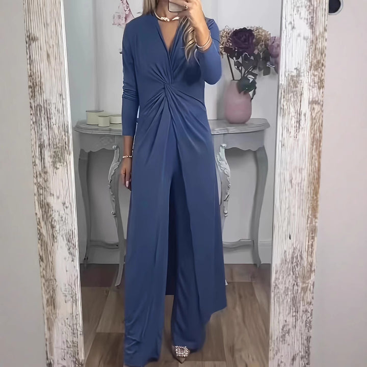 Damen Maxikleid mit V-Ausschnitt, Knotendetail und Animal-Print Echoarchiv