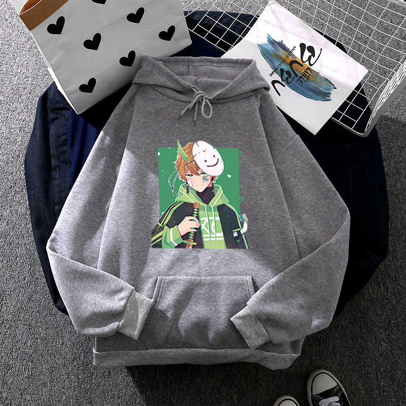Damen Kapuzenpullover mit geprintetem Manga-Motiv und weichem Fleece-Innenfutter – Auréline