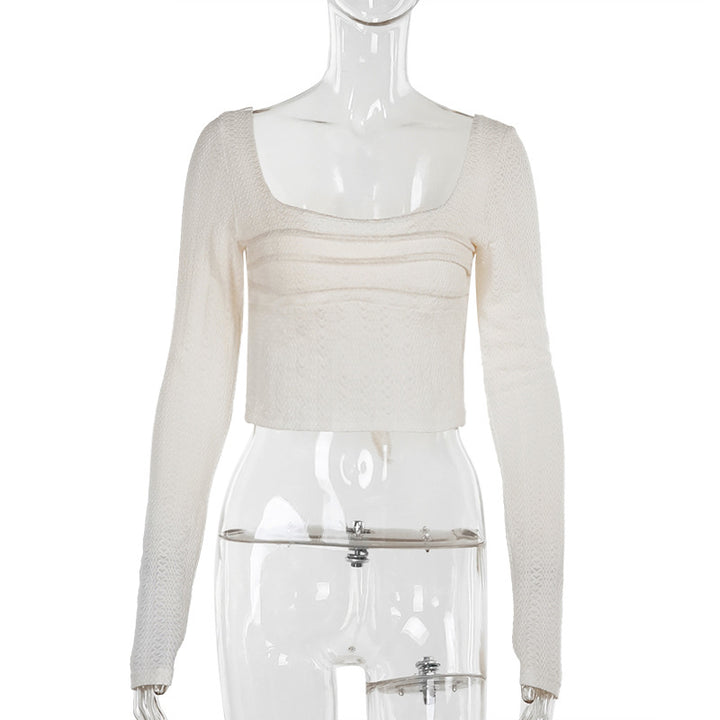 Damen Langarmshirt mit tiefem Ausschnitt und strukturiertem Design Echo Archiv