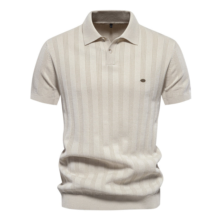 Herren Kurzarm Polo-Shirt mit strukturiertem Streifenmuster Echoarchiv