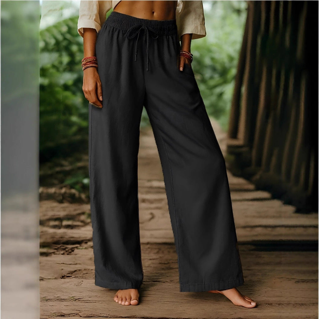 Damen Luftige Freizeithose mit weitem Schnitt und elastischem Bund Echo Archiv