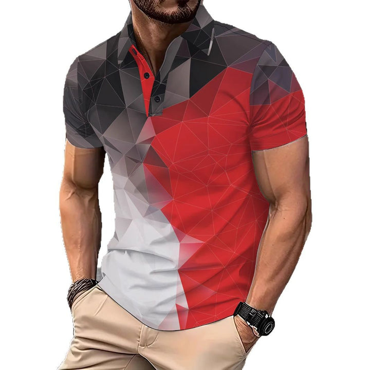 Herren Poloshirt mit innovativem geometrischen Druckdesign Echoarchiv