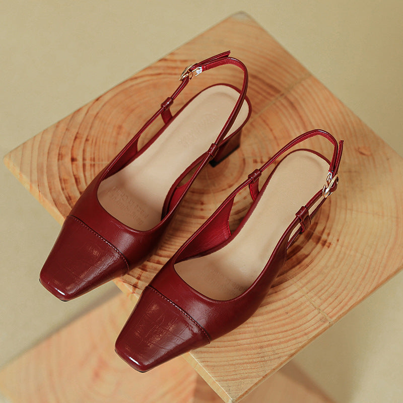 Damen Slingback-Pumps mit metallischem Obermaterial und edlem Blockabsatz Echoarchiv