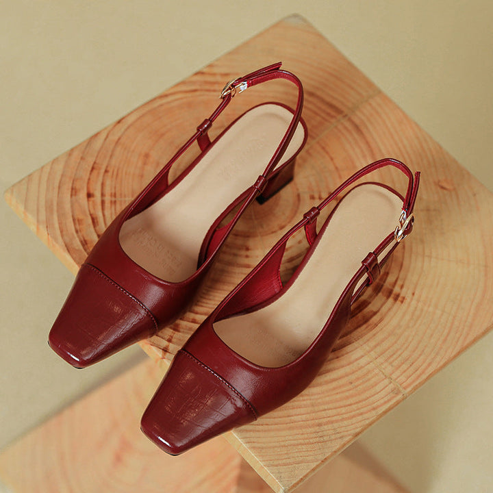 Damen Slingback-Pumps mit metallischem Obermaterial und edlem Blockabsatz Echoarchiv