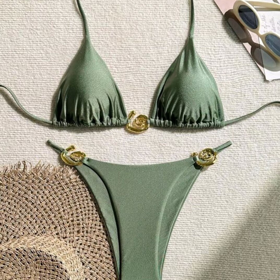 Damen Triangel-Bikini mit raffiniertem Gold-Detail Echo Archiv