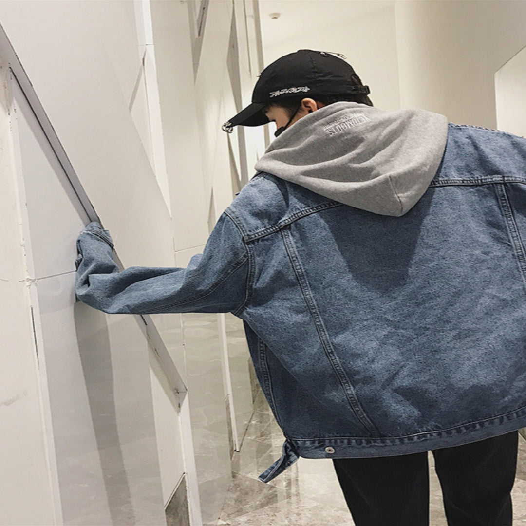 Herren Lässige Denimjacke mit Fleece-Futter Echoarchiv 1788342597