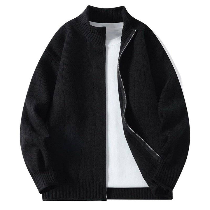 Herren Modische Strickjacke mit hochgeschlossenem Kragen und Reißverschluss Echoarchiv