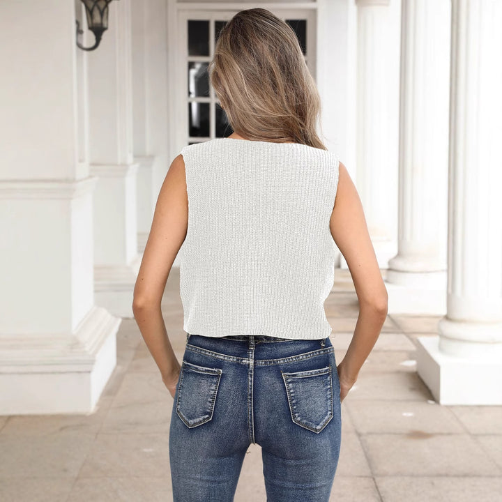 Damen kurzes Stricktop mit Blumenapplikationen Echo Archiv