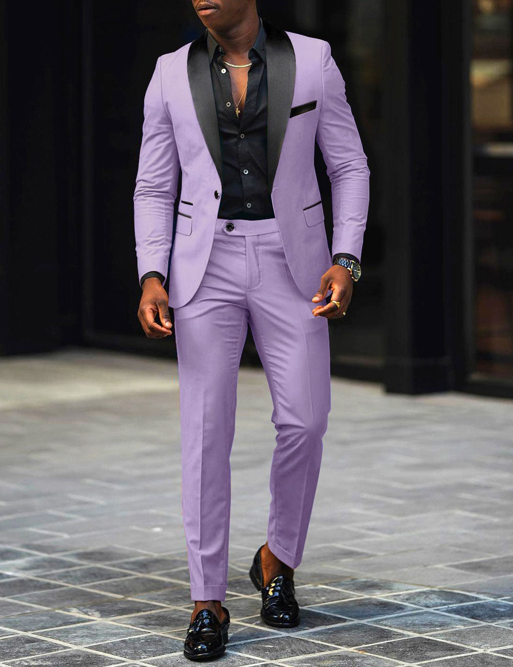 Herren nan schmal geschnittener Smokinganzug mit Satinrevers und Slim-Fit-Hose Echo Archiv