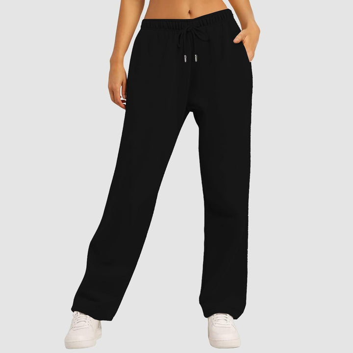 Damen weite High‑Waist Palazzo-Loungehose mit elastischem Komfortbund, Kordelzug und seitlichen Eingrifftaschen – Avélisse