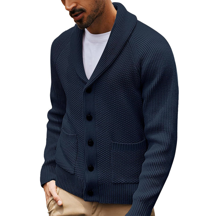 Herren Strickjacke mit Schalkragen und strukturiertem Muster Echoarchiv