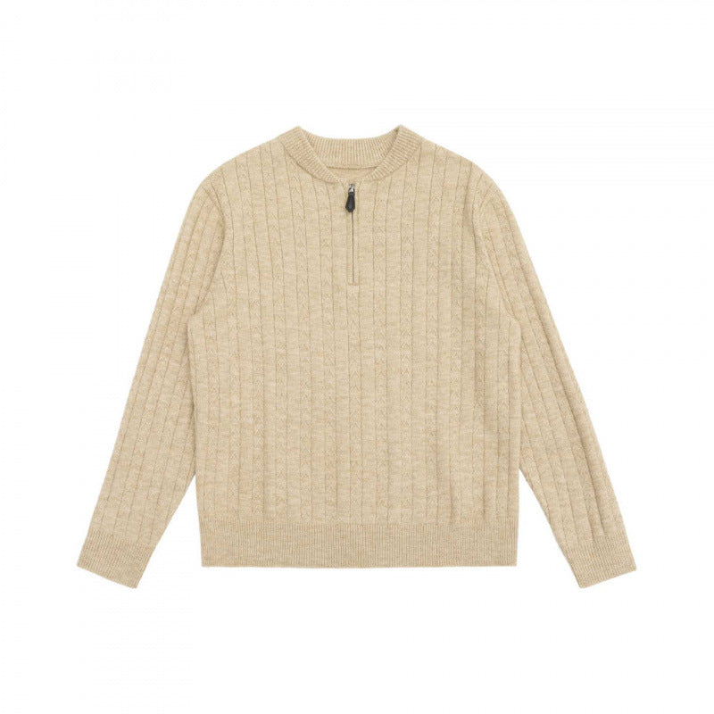Herren Grobgerippter Halbzip-Pullover aus Merino‑Mix mit Stehkragen Echo Archiv