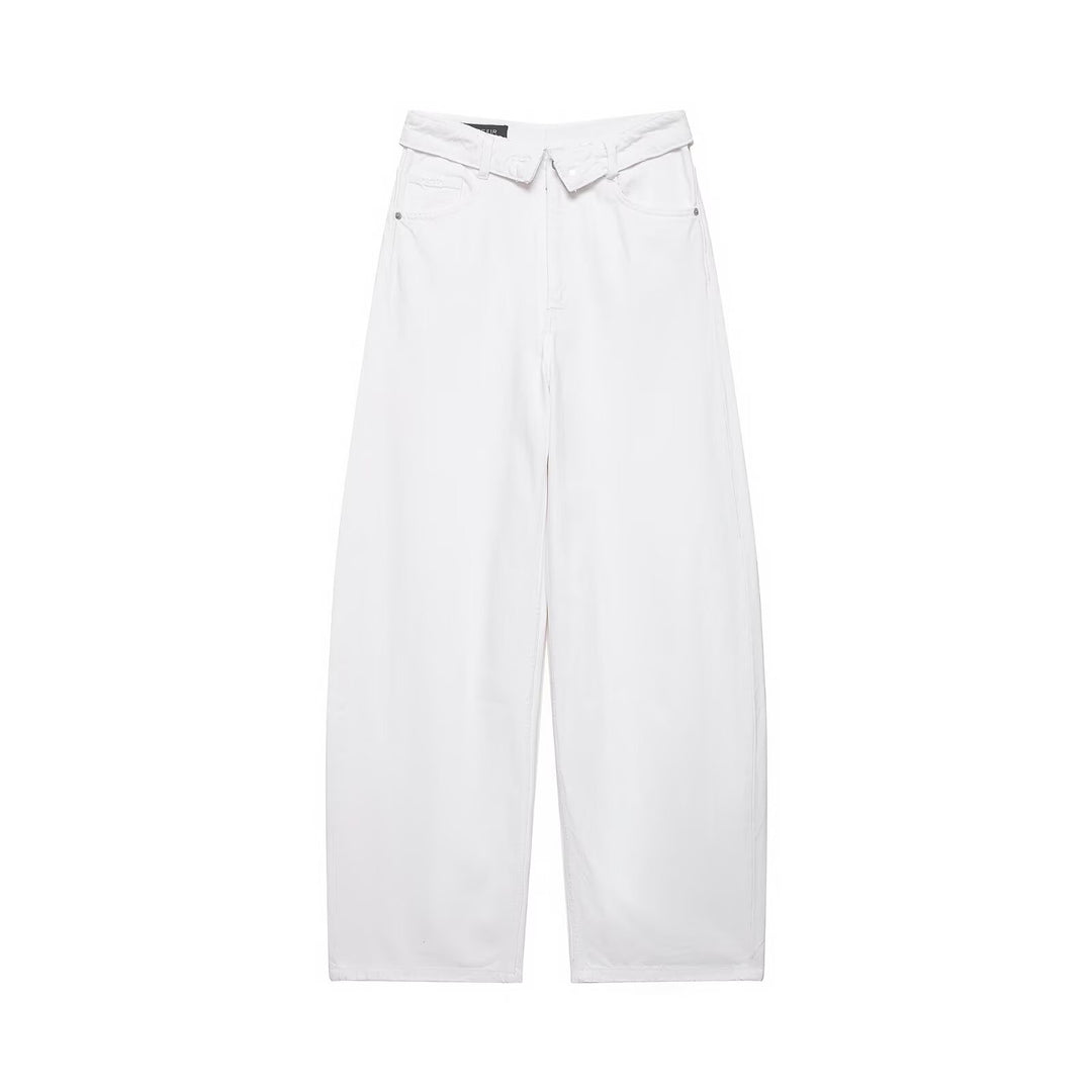 Damen nan weite Highwaist-Jeans im Vintage-Look mit ausgefransten Rissen Echo Archiv