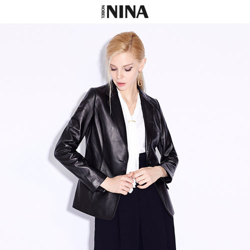 Damen Klassischer Lederblazer Echo Archiv