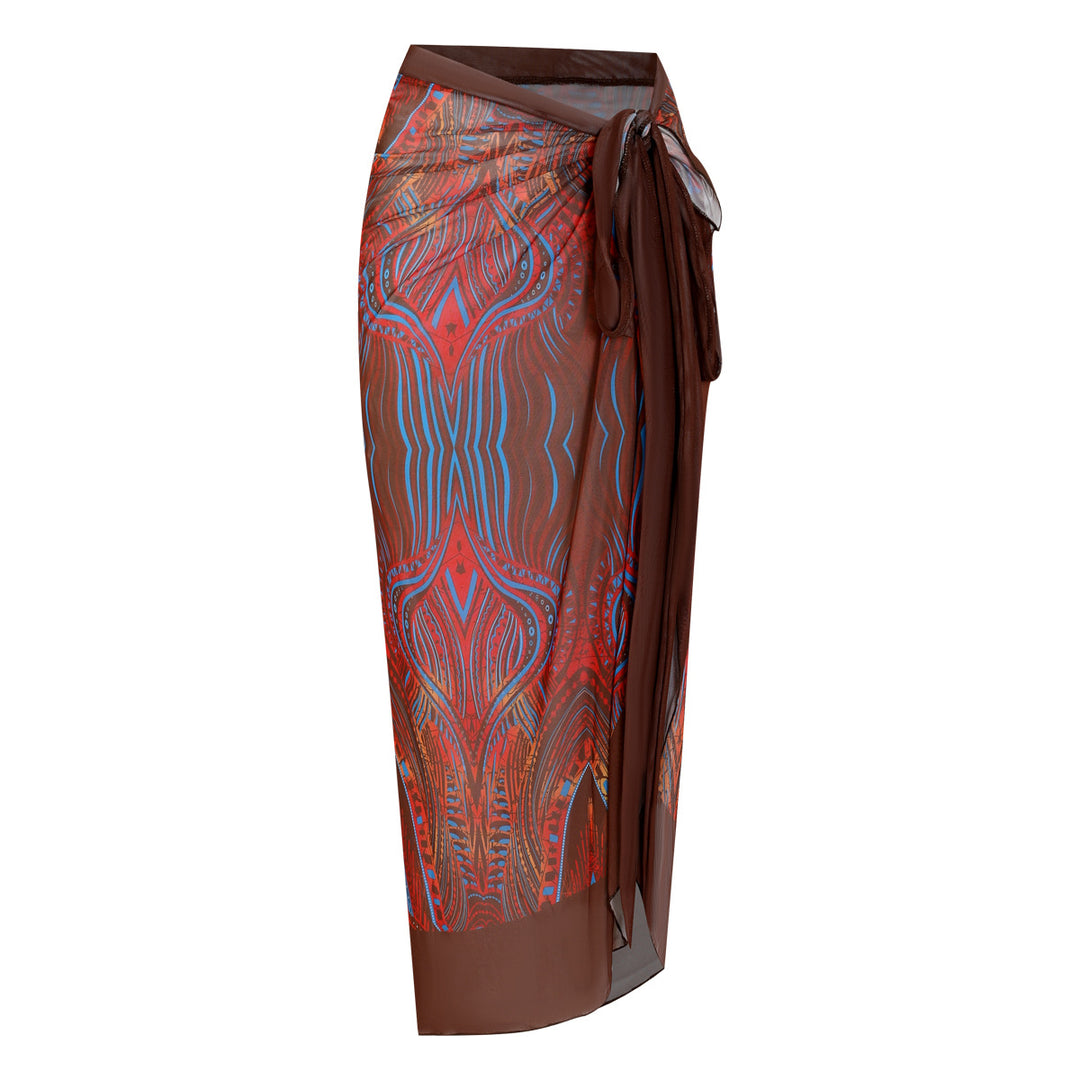 Damen Strandumhang mit buntem Muster und eleganten Schnürdetails Echo Archiv