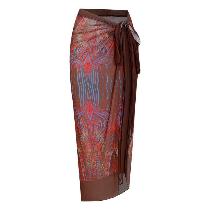 Damen Strandumhang mit buntem Muster und eleganten Schnürdetails Echo Archiv