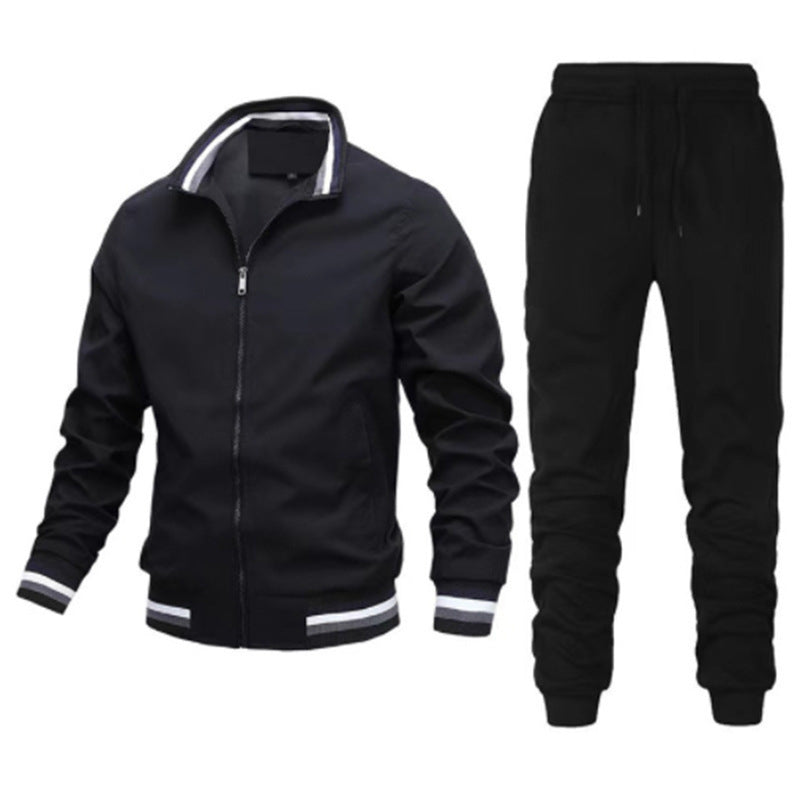 Herren sportlicher Freizeit Trainingsanzug Set mit Bomberjacke und elastischer Jogginghose – Cavarno