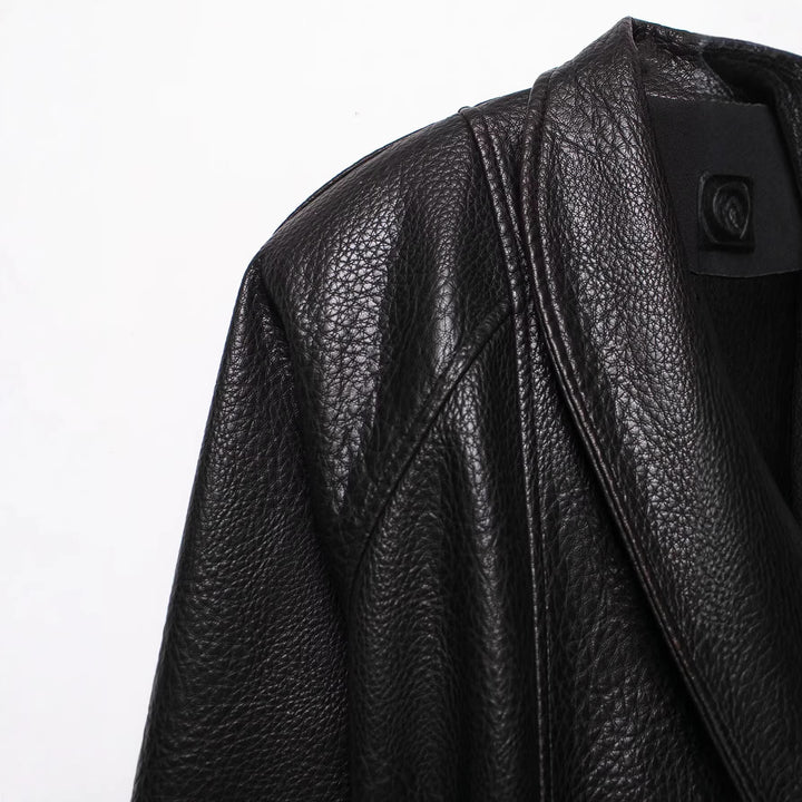 Damen Lederjacke in Lederoptik mit Bindegürtel und Schalkragen Echo Archiv