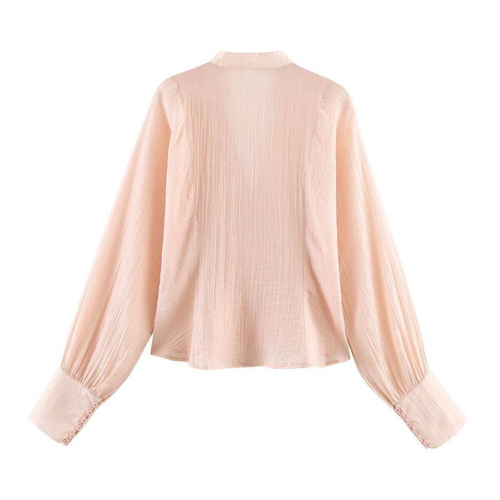 Damen elegante Bluse mit tiefem V-Ausschnitt und strukturierten Ärmeln Echo Archiv