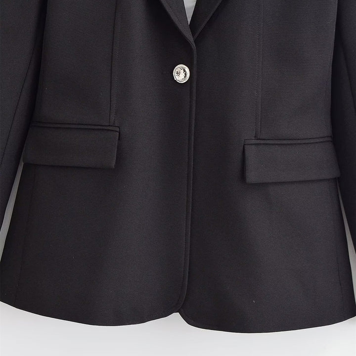 Damen Taillierter Ein-Knopf Business-Blazer mit Pattentaschen Echo Archiv