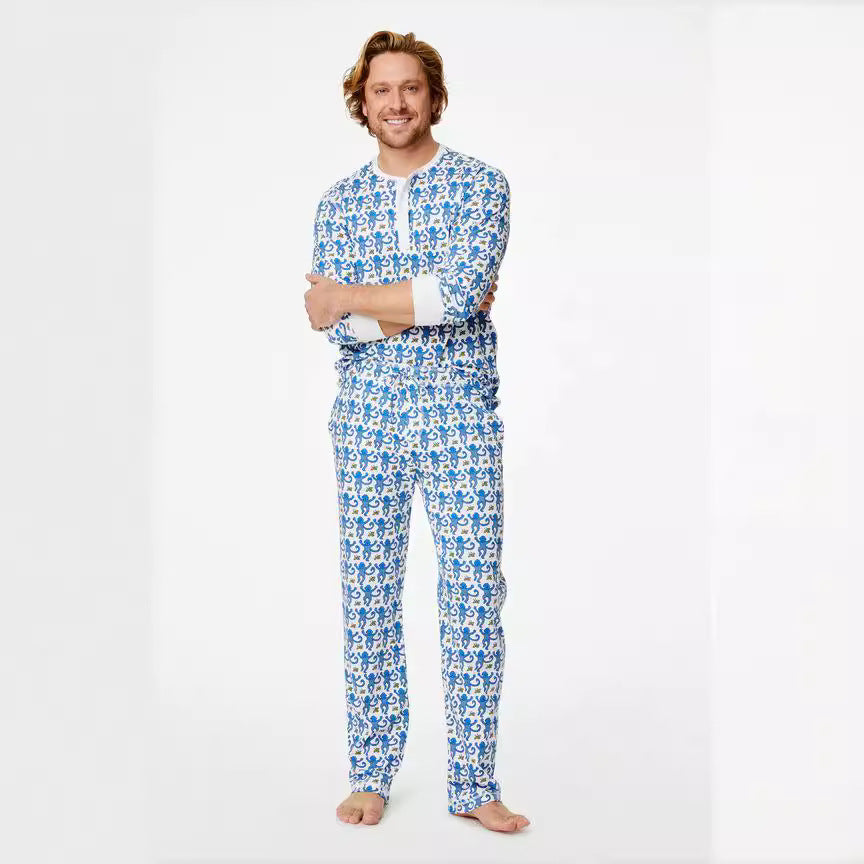 Herren Schlafanzug-Set mit frohem Muster und praktischen Taschen Echoarchiv