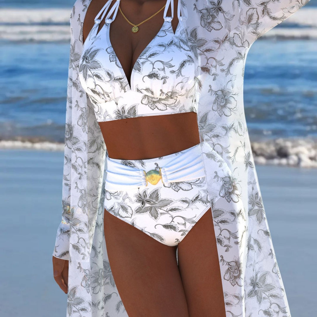 Damen Bikini-Set mit kreativem geometrischen Design und hohem Bund Echo Archiv